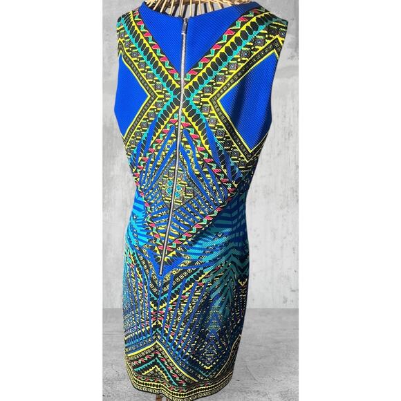 Peter Nygard Geometric Pattern Sleeveless Sheath Dress Multi Color Sz10 - Picture 5 of 7
